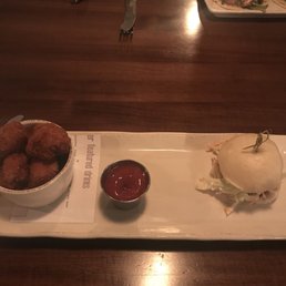 Chicken steam bun and Parmesan tater tots