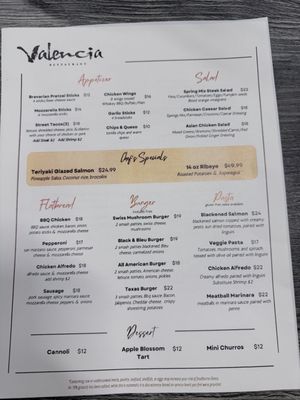 Menu photo 1 Valencia Restaurant Winter Garden, FL Menu photo 1 Valencia Restaurant Winter Garden, FL