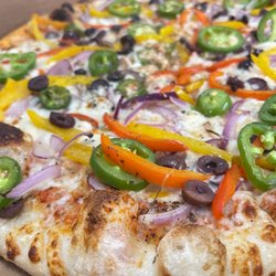 Begonias - Veggie pizza, my son was trippin' out cause they use FRESH jalapeños. What a treat!