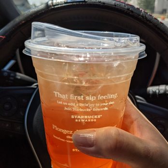 Starbucks - Iced peach green tea. I got green tea freshly brewed. I'm glad that my drink is back in stock. - Coffee & Tea Near Me - Scarborough, Ontario