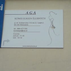 Komis Sukien Ślubnych Alicja - Tabliczka z informacją