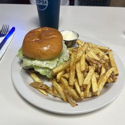 Abbey’s Bloss Dinner - Cheeseburger and Fries.