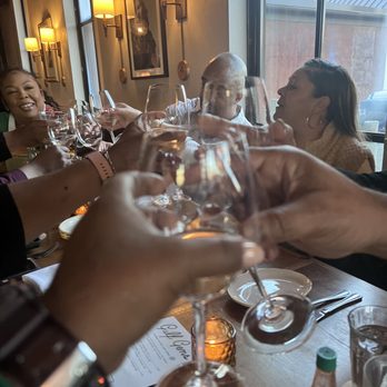 La Lucha - Toasting the complimentary champagne they gave us! - Seafood Near Me - Houston, Texas