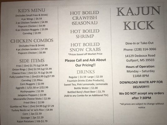 Menu photo 2 Kajun Kick Gulfport, MS Menu photo 2 Kajun Kick Gulfport, MS