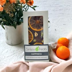 Sinless Treats - Our dark chocolate bars have less than 1g of sugar per serving (1/3 bar) and up to 11 g of fiber. This is not found in any other chocolate!
