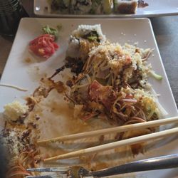 Ninja Sushi Japanese Grill - What left of a plate of yum yum sushi