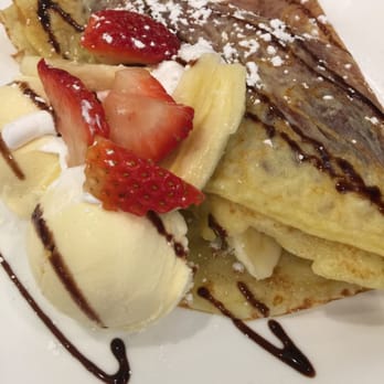 Yocrepe - Strawberry Banana Crepe with whip cream, berry sauce and vanilla ice cream ~$9 - Bubble Tea Near Me - Claremont, California Yocrepe - Strawberry Banana Crepe with whip cream, berry sauce and vanilla ice cream ~$9 - Bubble Tea Near Me - Claremont, California