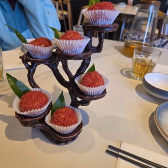 Treasure - Lychee Shrimp Balls! What an impressive presentation and they were delicious! Crunchy coating, shrimp forward mince inside. Must try! - Dim Sum Near Me - Belmont, California