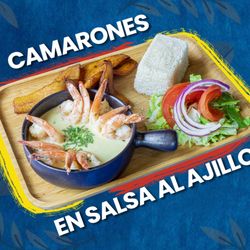 Bandeja Paisa - Camarones en salsa al ajillo