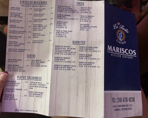 Menu photo 5 Mariscos La Fiesta Lawndale, CA