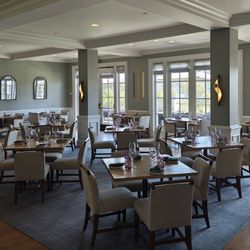 Partial view of a dining room