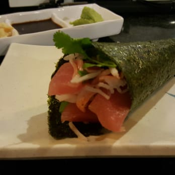 Sushi 7 - My own creation handroll: tuna, ebi, krab stick, cilantro, lemon, jalapeño and no sauce. - Sushi Bars Near Me - Reno, Nevada