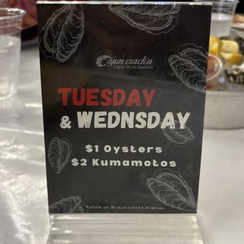 Cajun Crack'n - tuesday/wednesday special - Seafood Near Me - Milpitas, California Cajun Crack'n - tuesday/wednesday special - Seafood Near Me - Milpitas, California