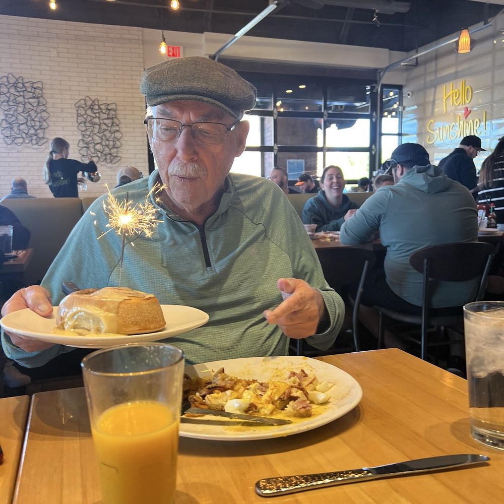 Sunshine Breakfast Bar - They brought my dad a cinnamon roll with a sparkler in it for his birthday. So very cute! - Breakfast & Brunch Near Me - Phoenix, Arizona Sunshine Breakfast Bar - They brought my dad a cinnamon roll with a sparkler in it for his birthday. So very cute! - Breakfast & Brunch Near Me - Phoenix, Arizona