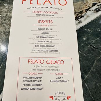 Pelato - Dessert menu - Italian Near Me - Franklin, Tennessee