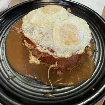 Aloha Stacks - Loco moco with corned beef and fried rice substitute (4/5) - Breakfast & Brunch Near Me - Irvine, California