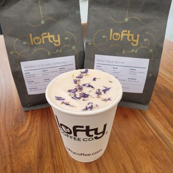 Lofty Coffee - Picking up some beans and a tea. Look at how cute they made the tea even though it was to go! - Cafes Near Me - Solana Beach, California