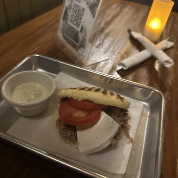 Orinoco - An arepa maybe cooked in the morning. Not crispy. Felt old, the pork wasn't seasoned right - Venezuelan Near Me - Cambridge, Massachusetts