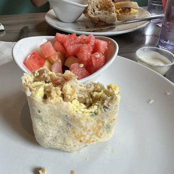 Daily Eats - Breakfast burrito & bacon w/egg sandwich in the background - New American Near Me - Tampa, Florida