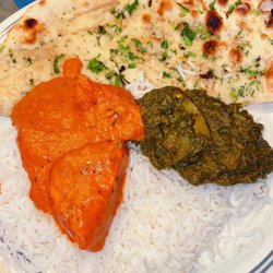 Jewel of India Restaurant - Garlic Nan Bread, Aloo Saag, Chicken Tikka Masala