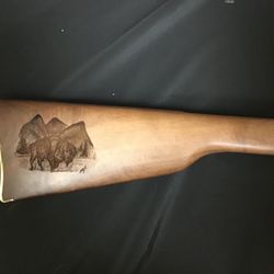 Laberge Engraving - Hand drawn pencil art, engraved onto a gun stock.