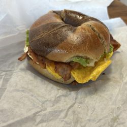 Main Street Deli and Diner - Rye bagel breakfast sandwich