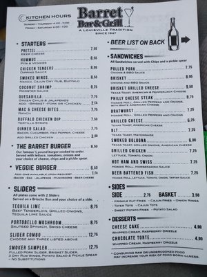 Menu photo 2 Barret Bar Louisville, KY Menu photo 2 Barret Bar Louisville, KY