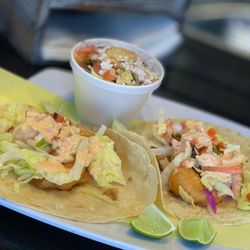 Machete Taqueria - Our delicious shrimp tacos, freshly made with flour tortillas.