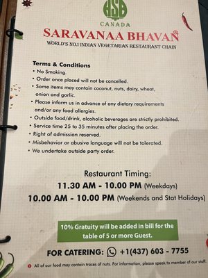 Menu photo 8 Saravanaa Bhavan Mississauga, ON Menu photo 8 Saravanaa Bhavan Mississauga, ON