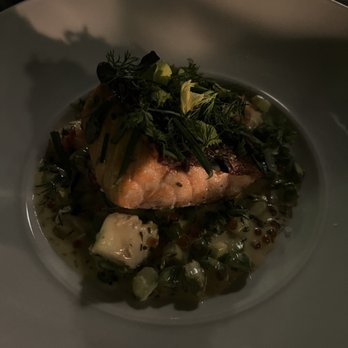 Maple & Ash - The salmon Oscar with asparagus bits and king crab bites. - Steakhouses Near Me - Scottsdale, Arizona Maple & Ash - The salmon Oscar with asparagus bits and king crab bites. - Steakhouses Near Me - Scottsdale, Arizona