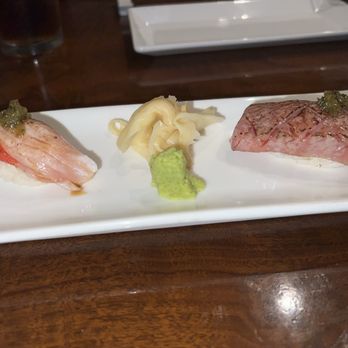 Morimoto Napa - Kinmedai Nigiri (golden eye snapper) and Japanese A5 Wagyu Nigiri. Delicious both. - Japanese Near Me - Napa, California