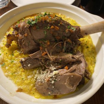 IL Tegamino - Braised lamb shank over creamy risotto. - Italian Near Me - Carmel-by-the-Sea, California