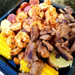 Cajun Republic - Steak and shrimp mukbang plate