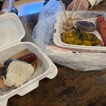 Nu'uanu Okazuya - musubi, shoyu hotdog, kabocha chunk, steamed sweet potato, fried hotdog, mackerel fish, miso butterfish - Japanese Near Me - Honolulu, Hawaii Nu'uanu Okazuya - musubi, shoyu hotdog, kabocha chunk, steamed sweet potato, fried hotdog, mackerel fish, miso butterfish - Japanese Near Me - Honolulu, Hawaii