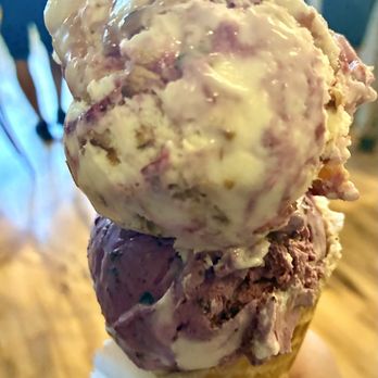 Rockwell Ice Cream - 1x scoop of The G.O.A.T. and 1x scoop of Huckleberry Maple. - Ice Cream & Frozen Yogurt Near Me - Provo, Utah Rockwell Ice Cream - 1x scoop of The G.O.A.T. and 1x scoop of Huckleberry Maple. - Ice Cream & Frozen Yogurt Near Me - Provo, Utah