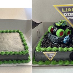 two views of a birthday cake