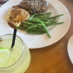 Double Cut Chop (with mashed potatoes and green beans) Double Cut Chop (with mashed potatoes and green beans)