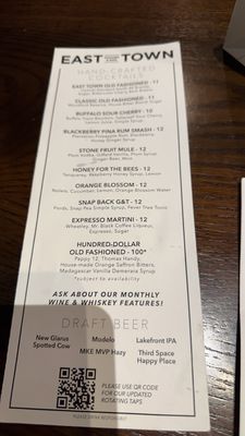 Menu photo 2 East Town Kitchen + Bar Milwaukee, WI