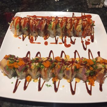 Hisui Sushi - Upper roll was a spicy yellow tail roll and bottom was their house special. Both extremely delicious - Japanese Near Me - Folsom, California