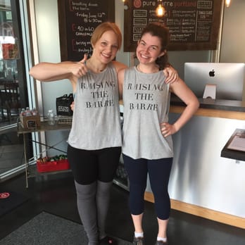 Pure Barre - Matching shirts before class with Stephanie (left) owner and instructor at Pure Barre! - Barre Classes Near Me - Portland, Oregon Pure Barre - Matching shirts before class with Stephanie (left) owner and instructor at Pure Barre! - Barre Classes Near Me - Portland, Oregon