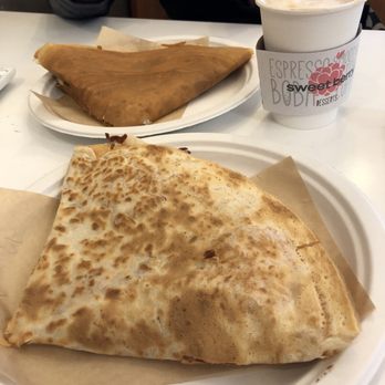 Sweet Berry - Top: Hearty omelette crepe, cappuccino Bottom: Ham and cheese crepe - Ice Cream & Frozen Yogurt Near Me - Fairfax, Virginia Sweet Berry - Top: Hearty omelette crepe, cappuccino Bottom: Ham and cheese crepe - Ice Cream & Frozen Yogurt Near Me - Fairfax, Virginia