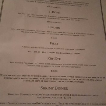 Doe's Eat Place - Menu - Steakhouses Near Me - Fort Smith, Arkansas Doe's Eat Place - Menu - Steakhouses Near Me - Fort Smith, Arkansas