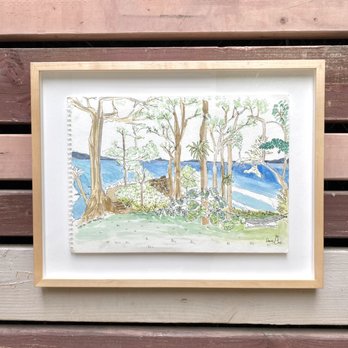 Castle Custom Framing - Flaunted the movement in the paper of this watercolor with a raised float. Framed in a thin, contemporary maple veneer. - Framing Near Me - Los Angeles, California Castle Custom Framing - Flaunted the movement in the paper of this watercolor with a raised float. Framed in a thin, contemporary maple veneer. - Framing Near Me - Los Angeles, California