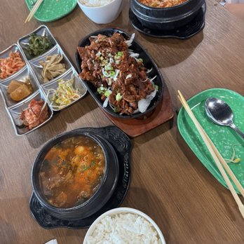Mama's Kitchen Korean Restaurant of Frisco 한식 & 반찬 전문점 - Soybean Soup Tofu Soup (Soondubu) Spicy Pork Combo - Korean Near Me - Frisco, Texas