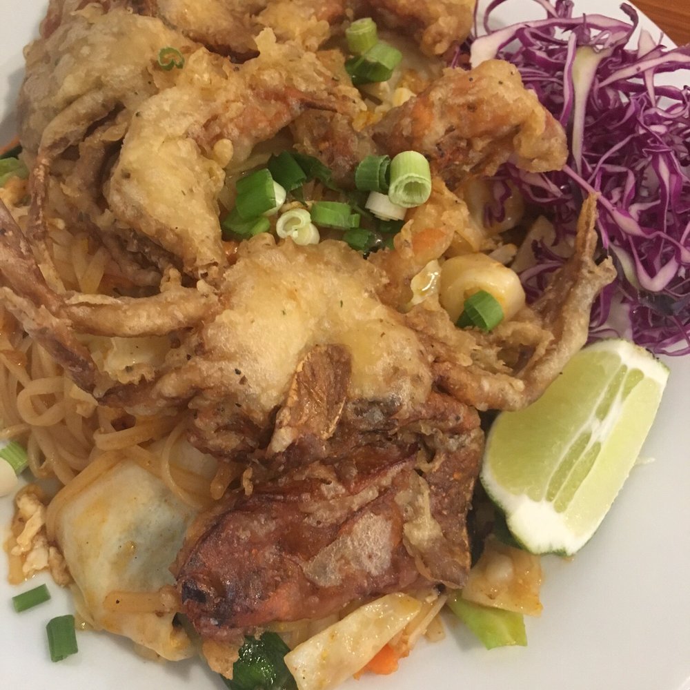 Thai Cafe - Pad Thai with Soft Shell Crab - Thai Near Me - Temple, Texas Thai Cafe - Pad Thai with Soft Shell Crab - Thai Near Me - Temple, Texas