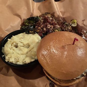 Jimmy Madison's - Steakhouse burger with mashed potatoes, and Brussels sprouts with maple bacon. Delicious everything. Highly recommend this place. - Southern Near Me - Harrisonburg, Virginia Jimmy Madison's - Steakhouse burger with mashed potatoes, and Brussels sprouts with maple bacon. Delicious everything. Highly recommend this place. - Southern Near Me - Harrisonburg, Virginia