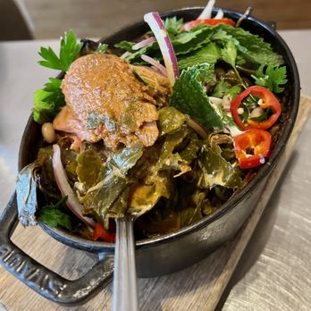 Avec - Chicago - Slow roasted pork shoulder with collard greens smoke yogurt black eyed peas and fresh chili - Mediterranean Near Me - Chicago, Illinois