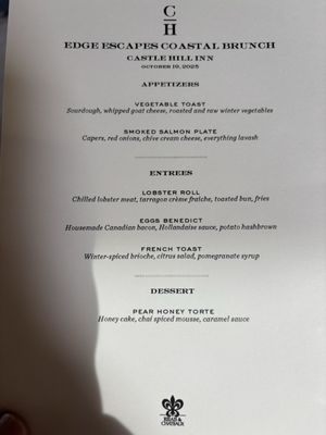 Menu photo 1 The Dining Room at Castle Hill Inn Newport, RI Menu photo 1 The Dining Room at Castle Hill Inn Newport, RI