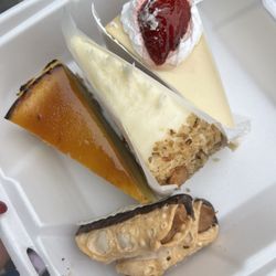 Crème brûlée cheesecake, carrot cake, cheesecake, mini cannolis