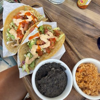 Guava Beach - Mahi Mahi tacos with rice and refried black beans - Sports Bars Near Me - San Diego, California Guava Beach - Mahi Mahi tacos with rice and refried black beans - Sports Bars Near Me - San Diego, California